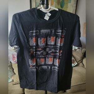 "Now you're playing with power" black medium-sized Gildan Graphic Tee
